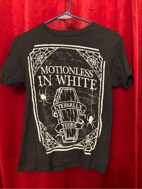 Motionless in White Short-Sleeve Tee with White Coffin Graphic